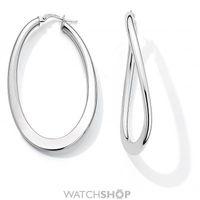 White Gold Oval Hoop Earrings