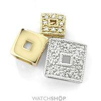 white and yellow gold diamond cube pendant