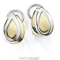 white and yellow gold tear drop stud earrings