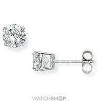 White Gold Claw-set Round 5mm Cubic Zirconia Stud Earrings