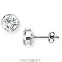 white gold round rubover set 6mm cubic zirconia stud earrings