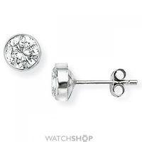 White Gold Rubover-set Round 5mm Cubic Zirconia Stud Earrings