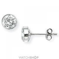 white gold rubover set round 5mm cubic zirconia stud earrings