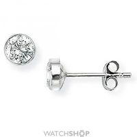 White Gold Rubover-set Round 4mm Cubic Zirconia Stud Earrings