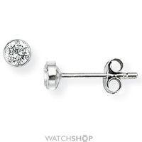 white gold rubover set round 3mm cubic zirconia stud earrings