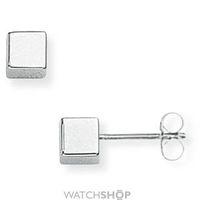 White Gold Cube Stud Earrings