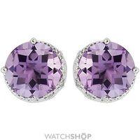 White Gold Diamond and Amethyst Earrings