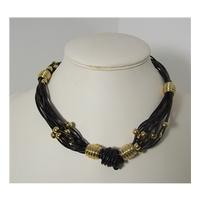 Whistles Black strands and Gold Bead Necklace
