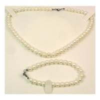 White pearl necklace & bracelet - 925