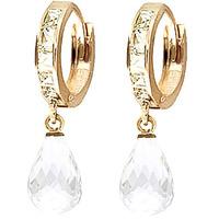 White Topaz Droplet Huggie Earrings 5.35ctw in 9ct Gold