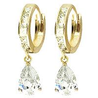 White Topaz Huggie Drop Earrings 1.2ctw in 9ct Gold