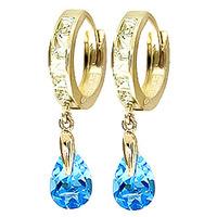 white topaz and blue huggie drop earrings 12ctw in 9ct gold