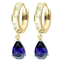 White Topaz and Sapphire Droplet Huggie Earrings 1.3ctw in 9ct Gold