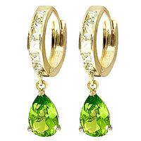 White Topaz and Peridot Huggie Drop Earrings 1.0ctw in 9ct Gold