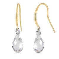 White Topaz and Diamond Drop Earrings 4.5ctw in 9ct Gold