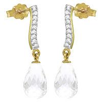 White Topaz and Diamond Droplet Earrings 4.5ctw in 9ct Gold