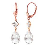 White Topaz Briolette Drop Earrings 11.0ctw in 9ct Rose Gold