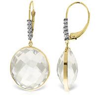 White Topaz and Diamond Drop Earrings 36.0ctw in 9ct Gold