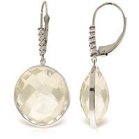 White Topaz and Diamond Drop Earrings 36.0ctw in 9ct White Gold