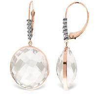 White Topaz and Diamond Drop Earrings 36.0ctw in 9ct Rose Gold