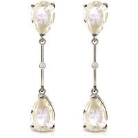 White Topaz and Diamond Drop Earrings 6.0ctw in 9ct White Gold