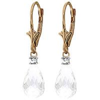 White Topaz and Diamond Droplet Earrings 4.5ctw in 9ct Gold