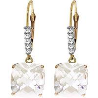 White Topaz and Diamond Rococo Drop Earrings 7.2ctw in 9ct Gold