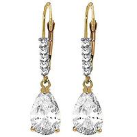 White Topaz and Diamond Belle Drop Earrings 3.0ctw in 9ct Gold