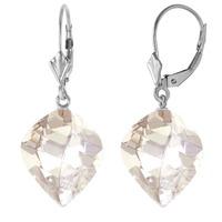 White Topaz Briolette Drop Earrings 25.6ctw in 9ct White Gold