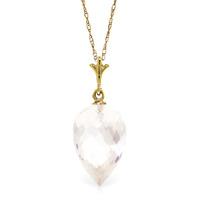 White Topaz Briolette Pendant Necklace 12.25ct in 9ct Gold