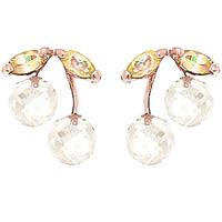 White Topaz and Peridot Cherry Drop Stud Earrings 2.9ctw in 9ct Rose Gold