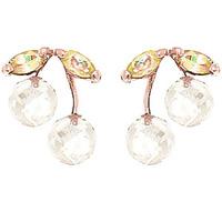 white topaz and peridot cherry drop stud earrings 29ctw in 9ct rose go ...