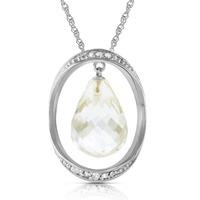 white topaz and diamond pendant necklace 115ct in 9ct white gold