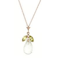 White Topaz and Peridot Pendant Necklace 7.2ctw in 9ct Rose Gold
