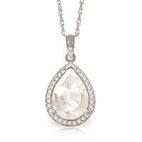 White Topaz and Diamond Halo Pendant Necklace 5.45ct in 9ct White Gold