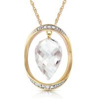 White Topaz and Diamond Pendant Necklace 12.25ct in 9ct Gold