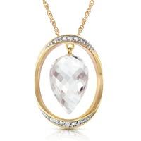 white topaz and diamond pendant necklace 1225ct in 9ct gold