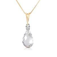 White Topaz and Diamond Pendant Necklace 2.25ct in 9ct Gold
