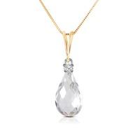 white topaz and diamond pendant necklace 225ct in 9ct gold