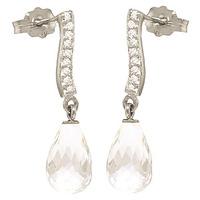 White Topaz and Diamond Droplet Earrings 4.5ctw in 9ct White Gold