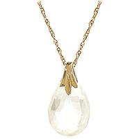 White Topaz Dewdrop Briolette Pendant Necklace 3.0ct in 9ct Gold