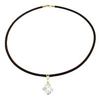 white topaz and diamond leather pendant necklace 875ct in 9ct gold