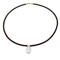 White Topaz Snowcap Leather Pendant Necklace 6.0ct in 9ct Gold