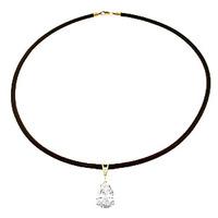 White Topaz and Diamond Leather Pendant Necklace 6.0ct in 9ct Gold