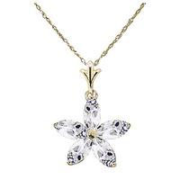 White Topaz Flower Star Pendant Necklace 1.4ctw in 9ct Gold