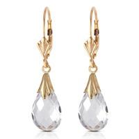 White Topaz Droplet Briolette Earrings 6.0ctw in 9ct Gold