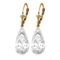 White Topaz Snowcap Drop Earrings 10.0ctw in 9ct Gold