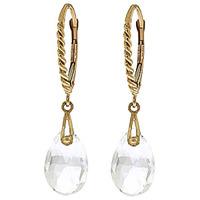 White Topaz Plait Stem Briolette Drop Earrings 6.0ctw in 9ct Gold