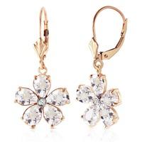 white topaz and diamond flower petal drop earrings 44ctw in 9ct gold