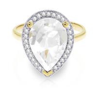 White Topaz and Diamond Halo Ring 5.45ct in 9ct Gold